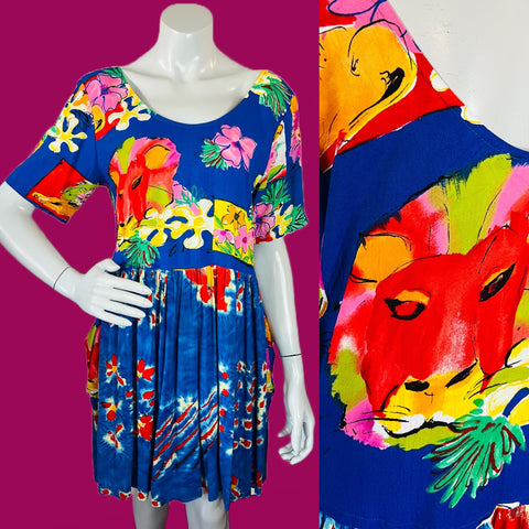 Jams World Lion Print 1990s Sun Dress