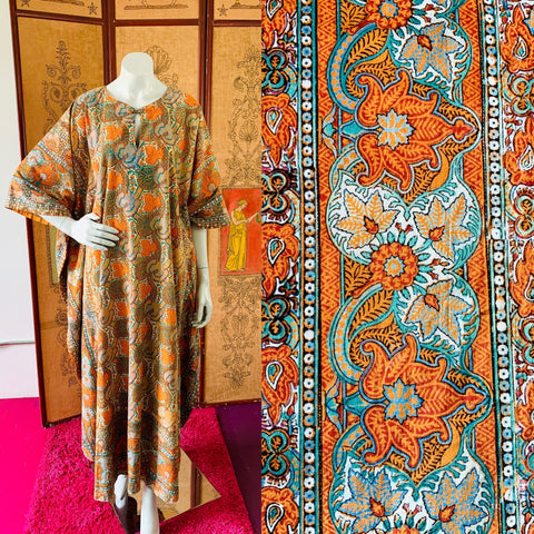 The best of California vintage clothing is available through Empress Vintage.  Locations by appointment in Berkeley and San Francisco.  Shop pieces like this block print caftan.
