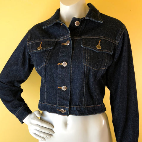 Todd Oldham Cropped Denim Jacket, sold exclusively at Empress Vintage in Berkeley, CA.