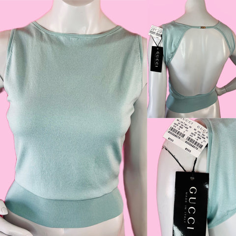 Gucci by Tom Ford Blue Open Back Top New with Tags