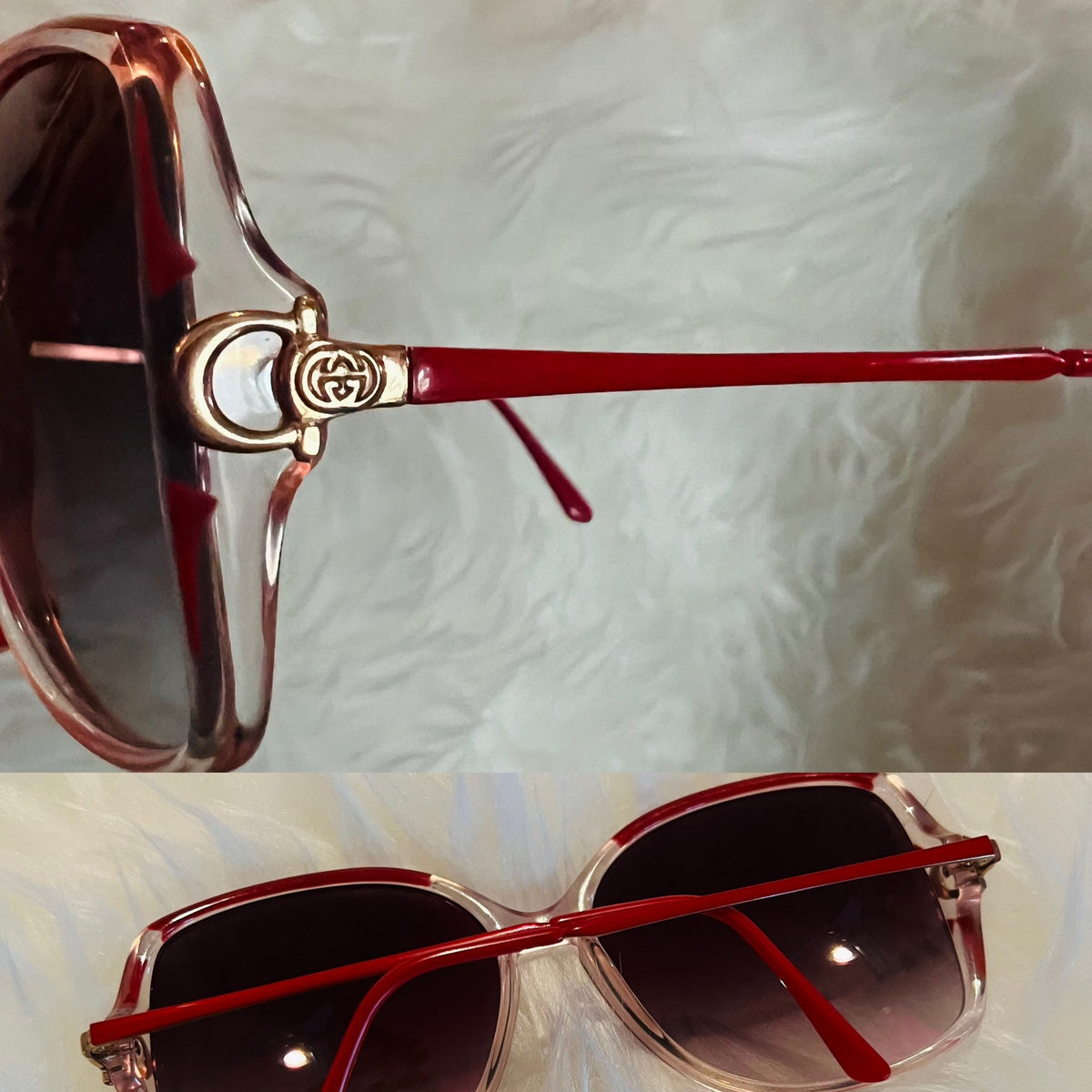GUCCI vintage sunglasses stone logo red