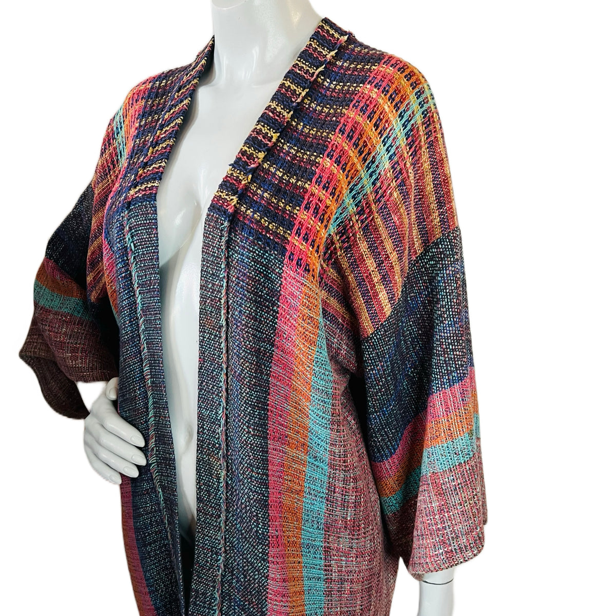 Peggy Kondo Rainbow Hand Woven Jacket — vintage Peggy Kondo top in multicolour