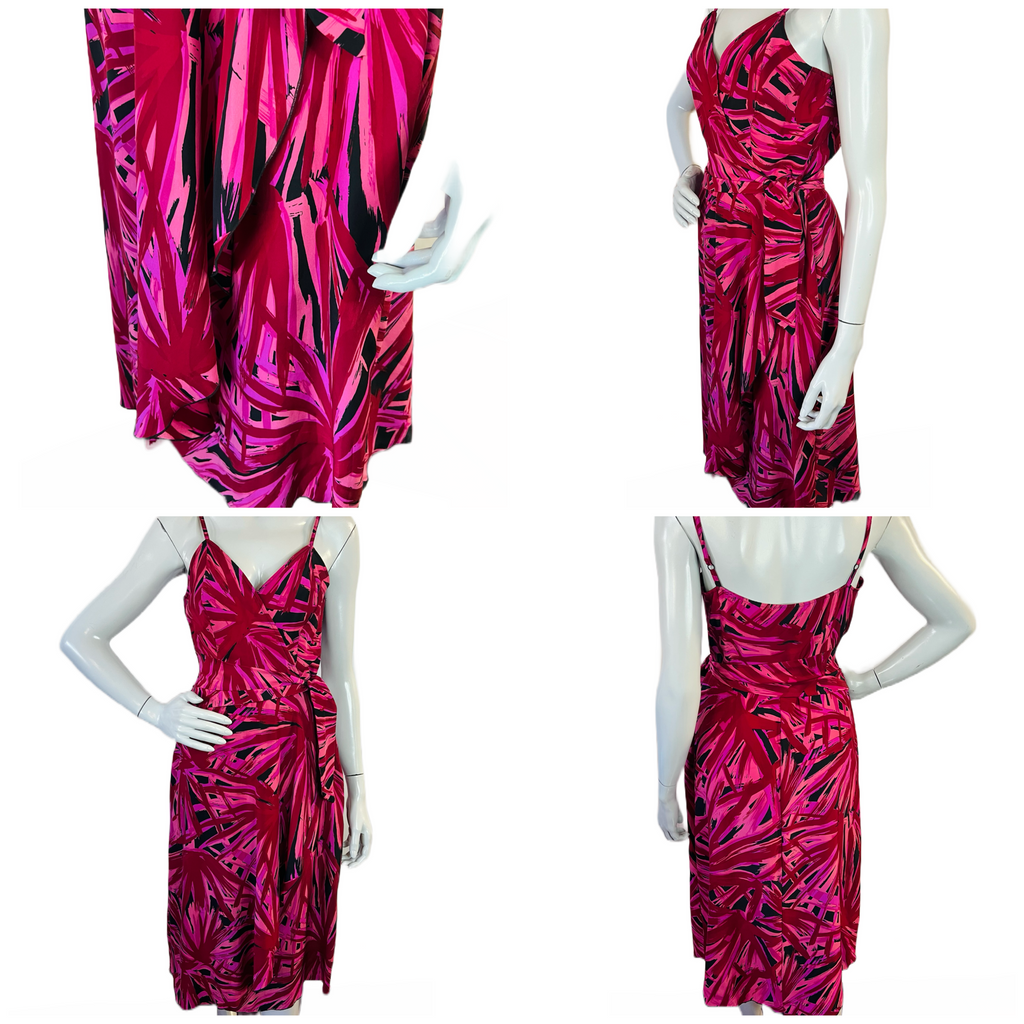 Betsey Johnson 1990s Magenta Raspberry Silk Dress — vintage 1990s Betsey Johnson dress in pink