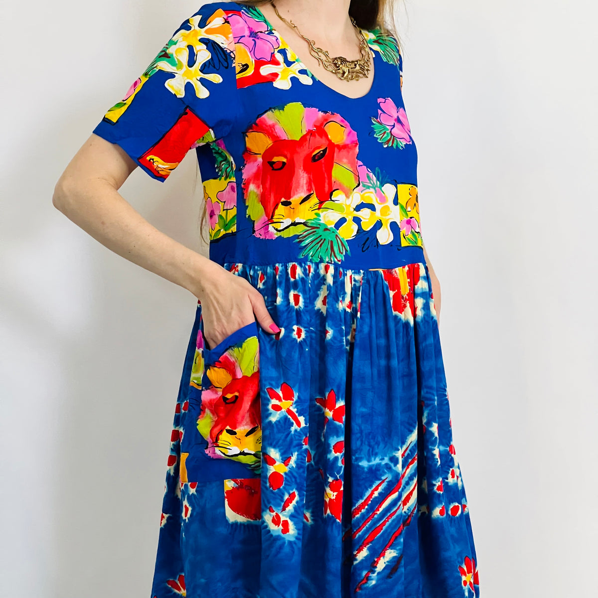 Jams World Lion Print 1990s Sun Dress — vintage 1990s Jams World dress