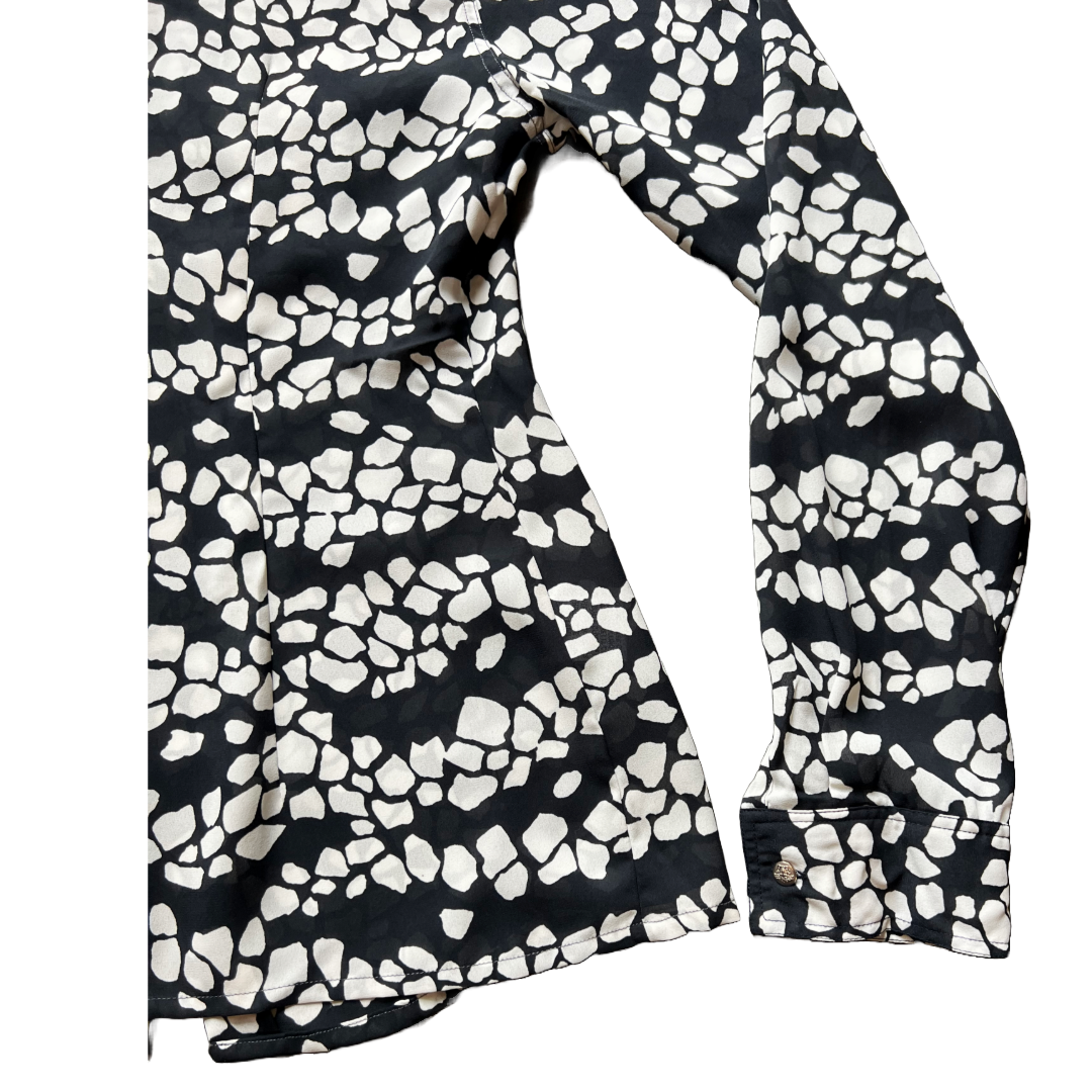 Versace JC 90s Black & White Print Sheer Blouse — vintage 1990s Versace top in black, white