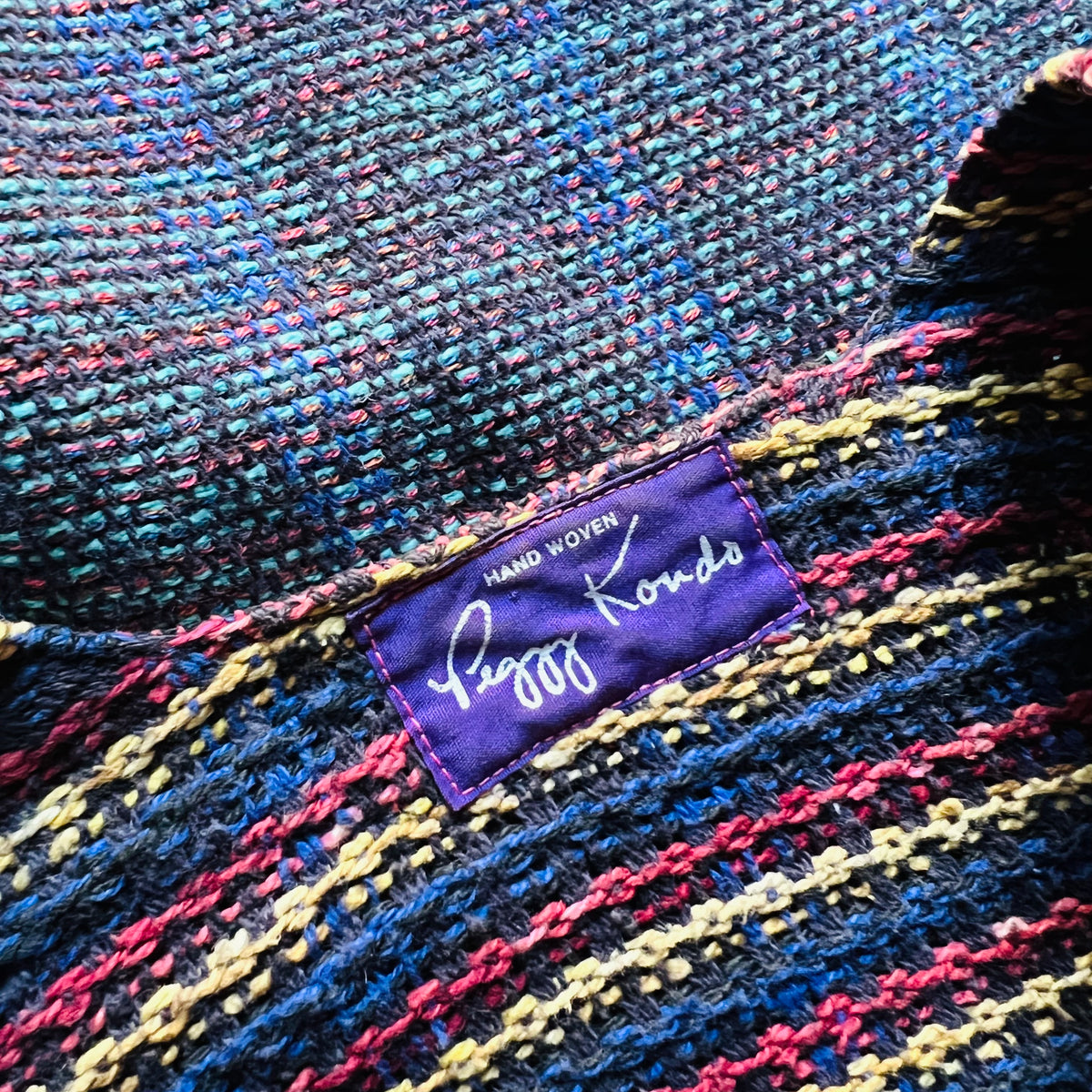 Peggy Kondo Rainbow Hand Woven Jacket — vintage Peggy Kondo top in multicolour