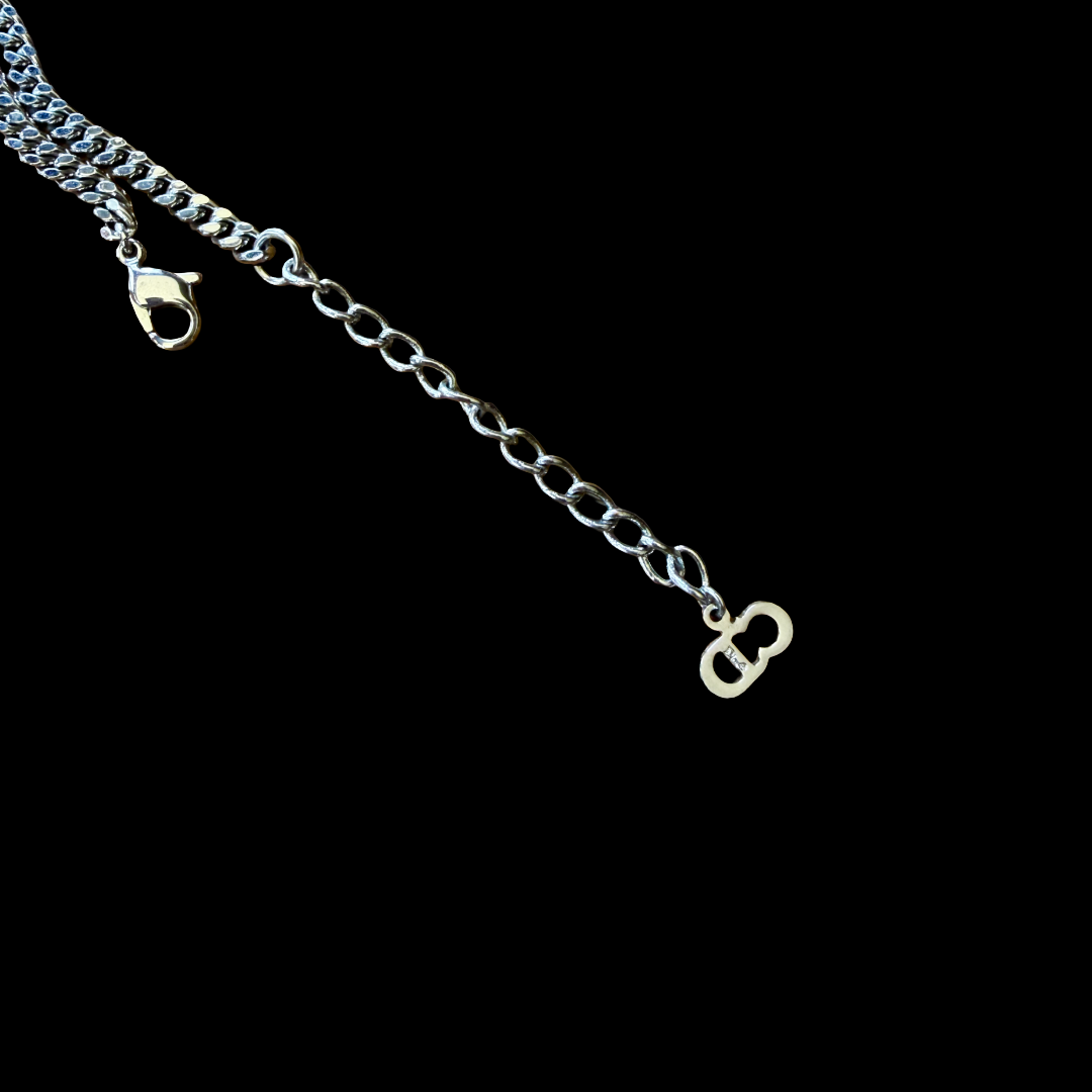 Christian Dior Silver Lock and Key Charm Chain Bracelet Galliano