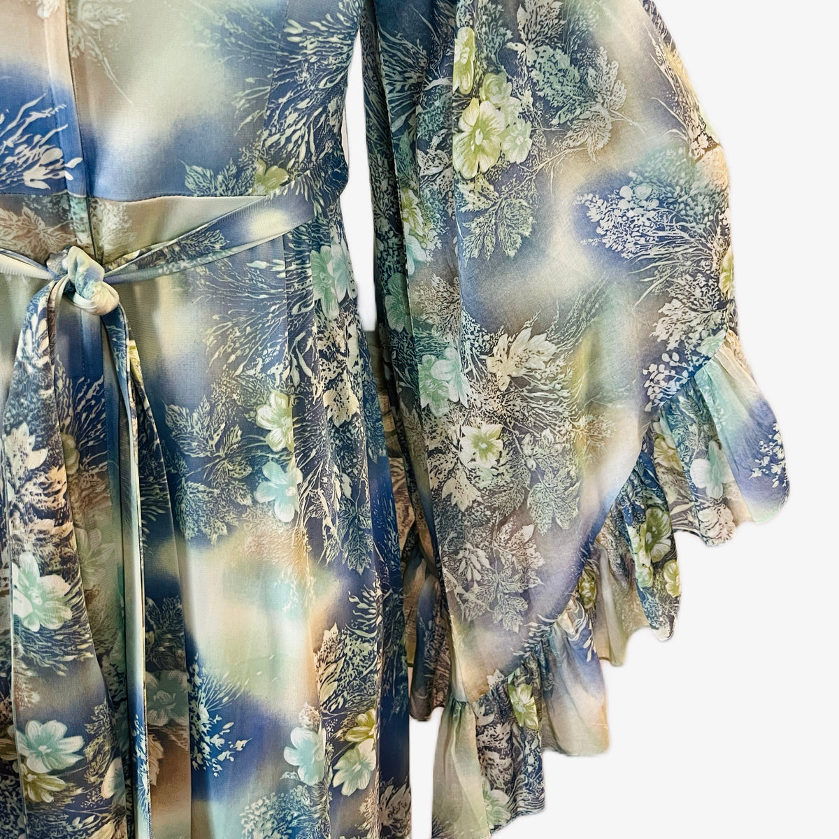 Angel Sleeve 1970s Ethereal Romance Maxi Dress — vintage 1970s dress