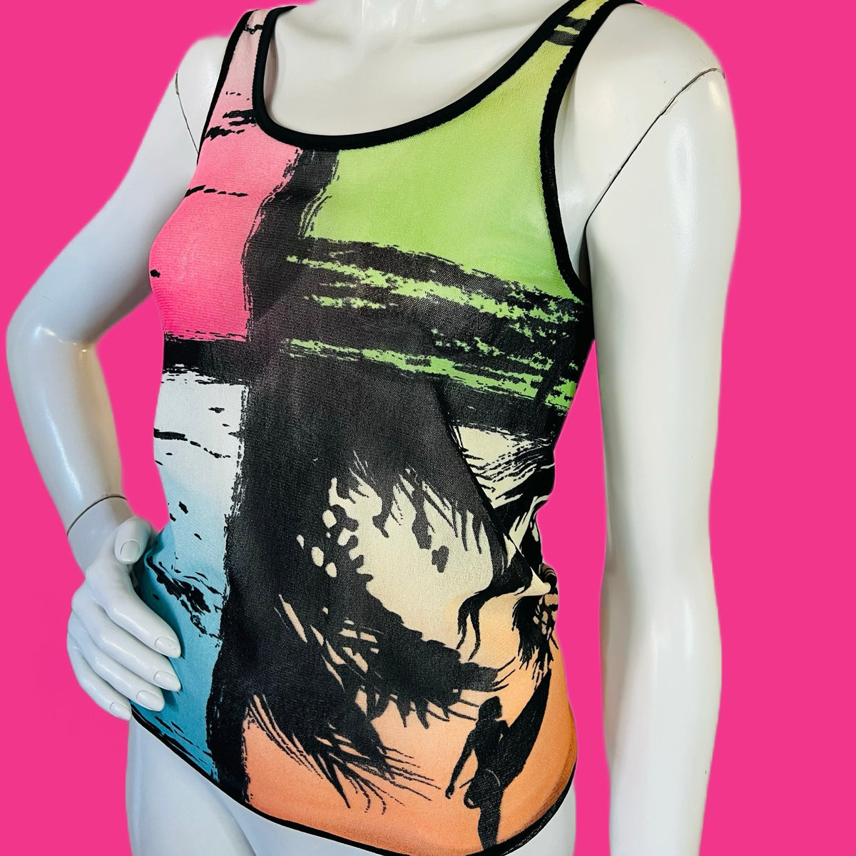 Jean Paul Gaultier Beach Scene Mesh Tank — vintage Jean Paul Gaultier top