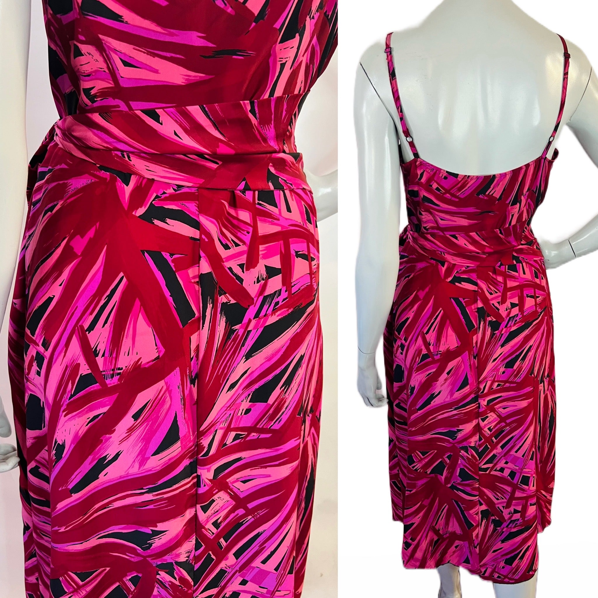 Betsey Johnson 1990s Magenta Raspberry Silk Dress — vintage 1990s Betsey Johnson dress in pink