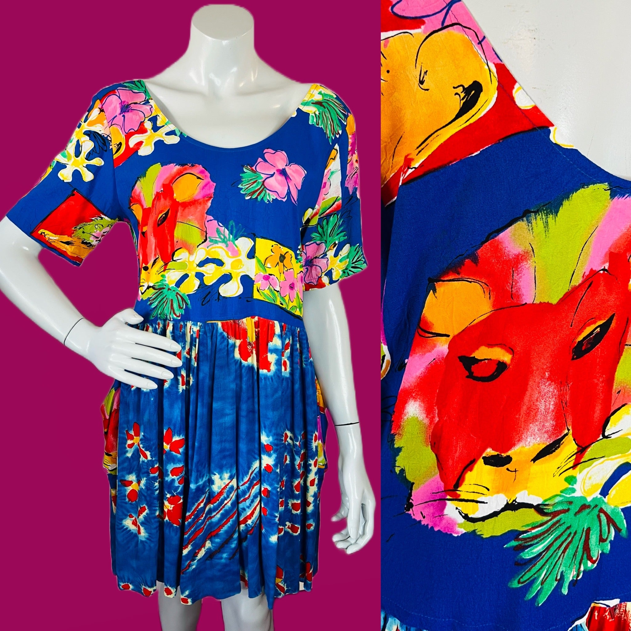 Jams World Lion Print 1990s Sun Dress — vintage 1990s Jams World dress