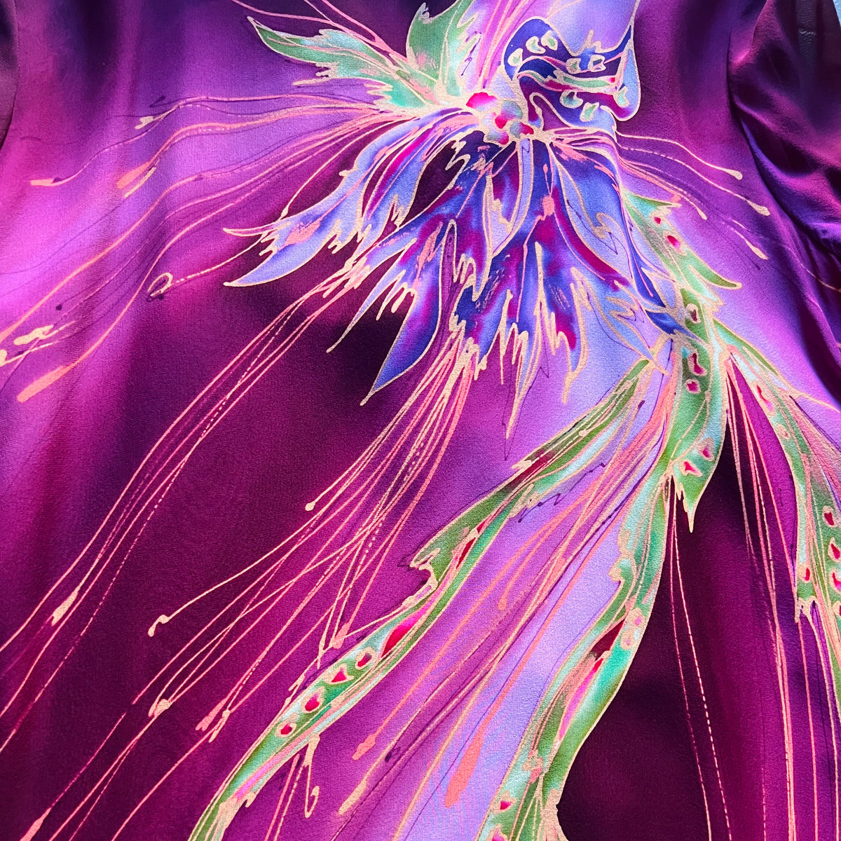 Yolanda Lorente for Imagnin Hand Painted Silk Dress — vintage Yolanda Lorente dress in multicolour