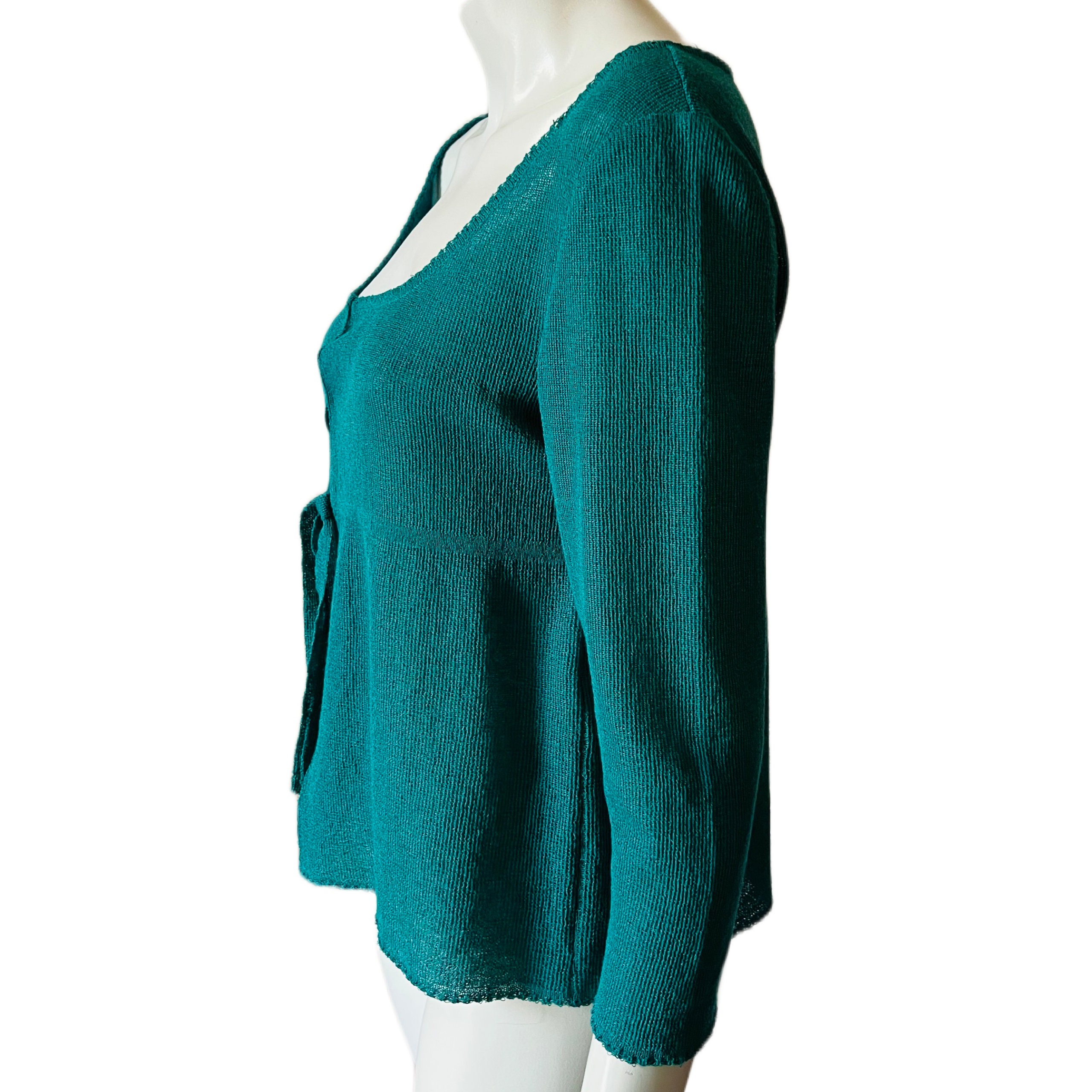 Miu Miu Teal 90s Knit Cardigan — vintage 1990s Miu Miu top in blue