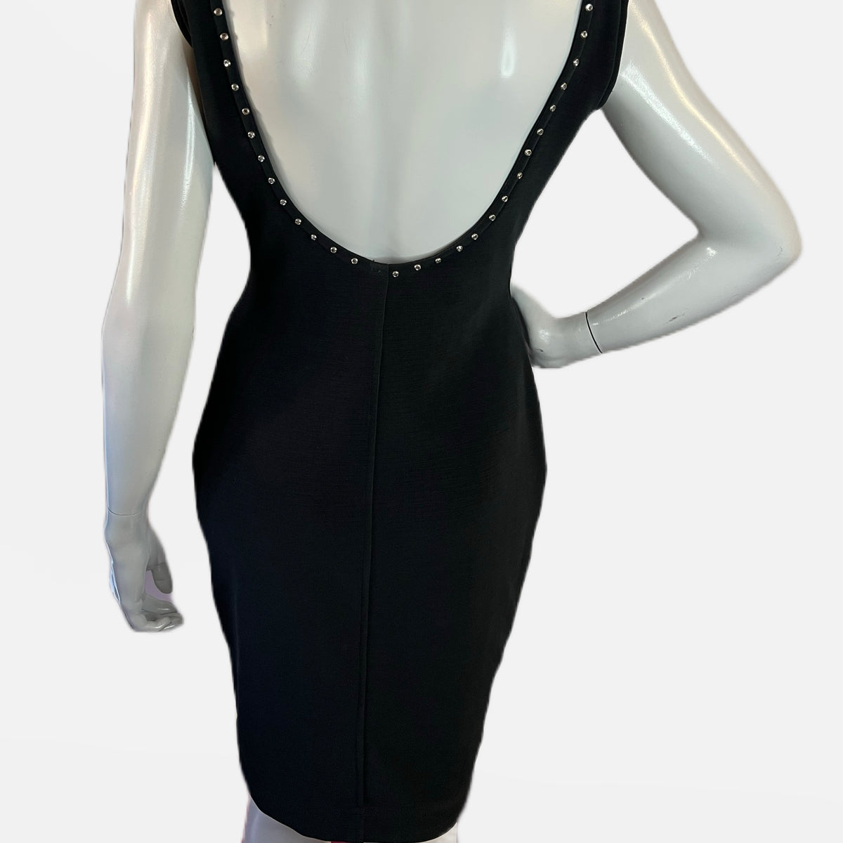 Tadashi Sculptural Neckline Studded Black Dress — vintage Tadashi dress in black