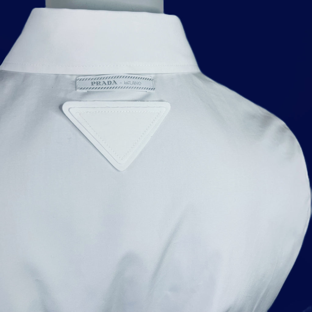 Prada Poplin Ruffled Cropped Blouse New w Tags — vintage Prada top