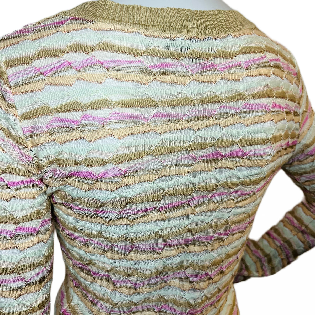 M Missoni Knit Cardigan with Metallic Threads — vintage Missoni top in orange, brown, beige