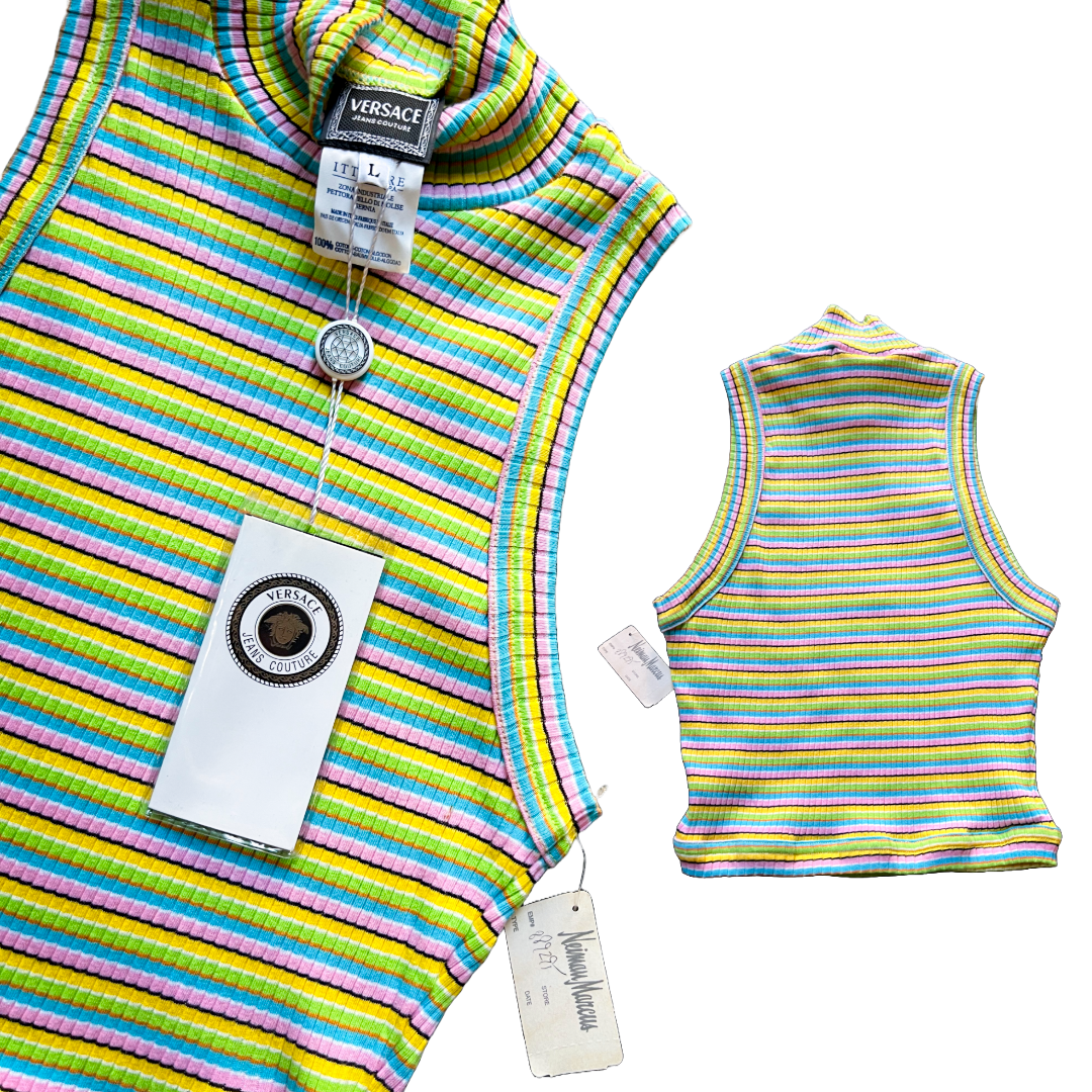 Versace JC Candy Striped Cotton Tank — vintage 1990s Versace top