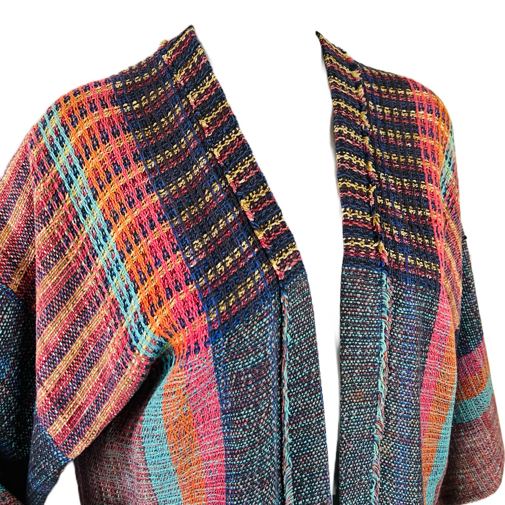 Peggy Kondo Rainbow Hand Woven Jacket — vintage Peggy Kondo top in multicolour