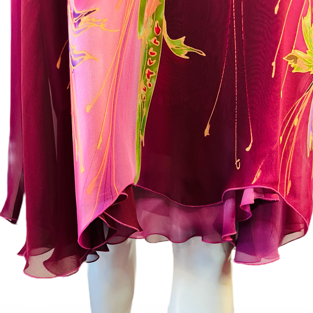 Yolanda Lorente for Imagnin Hand Painted Silk Dress — vintage Yolanda Lorente dress in multicolour