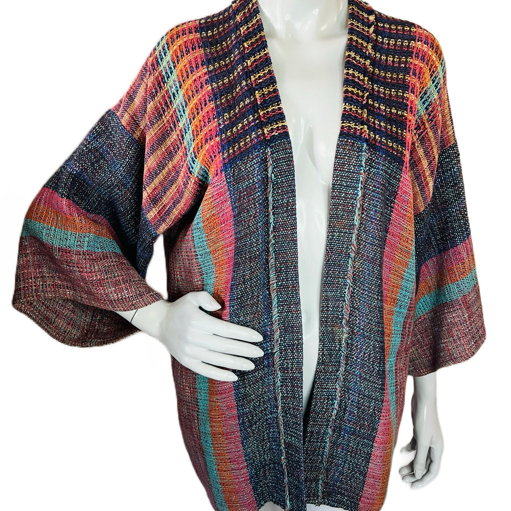 Peggy Kondo Rainbow Hand Woven Jacket — vintage Peggy Kondo top in multicolour
