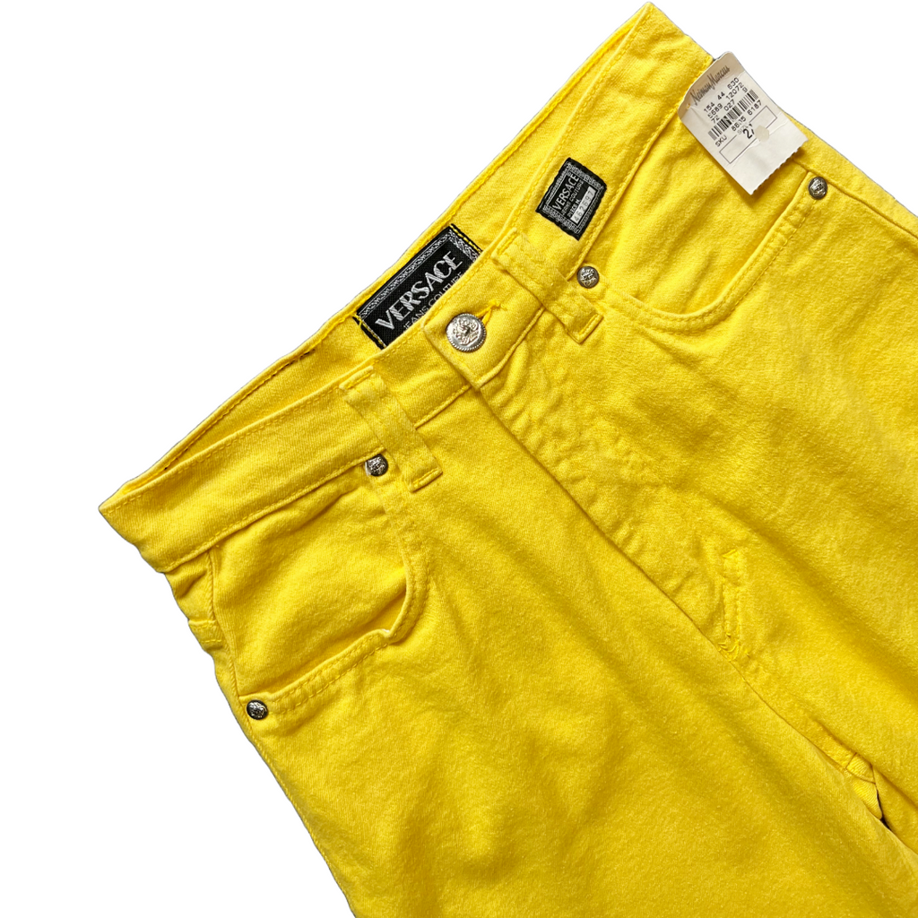 Versace Jeans Couture 90s Yellow Jeans — vintage 1990s Versace bottoms in yellow
