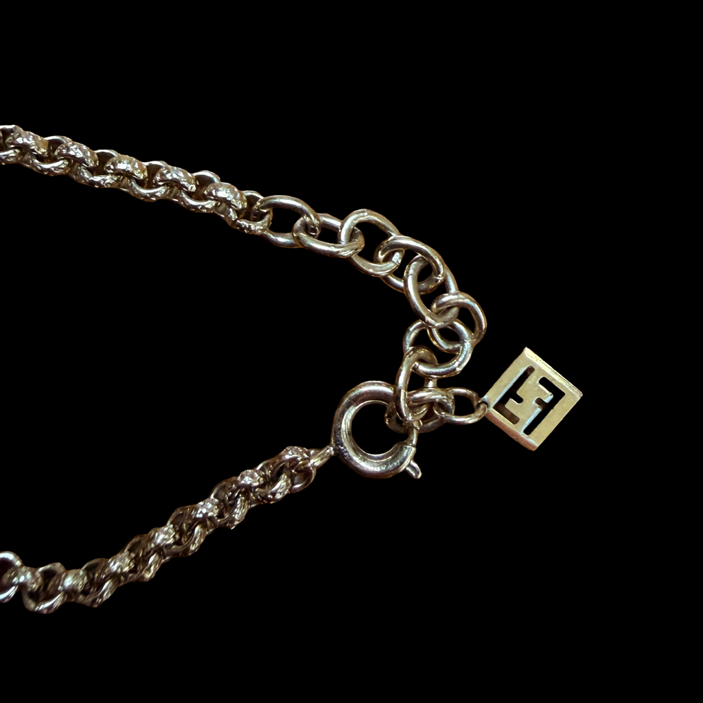 Fendi Articulated Butterfly FF Chain Necklace — vintage Fendi jewellery in gold, green