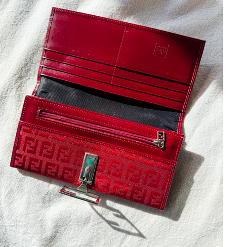 Fendi Red Zucca Long Wallet — vintage Fendi bag in red
