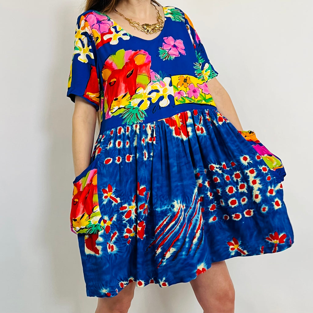 Jams World Lion Print 1990s Sun Dress — vintage 1990s Jams World dress