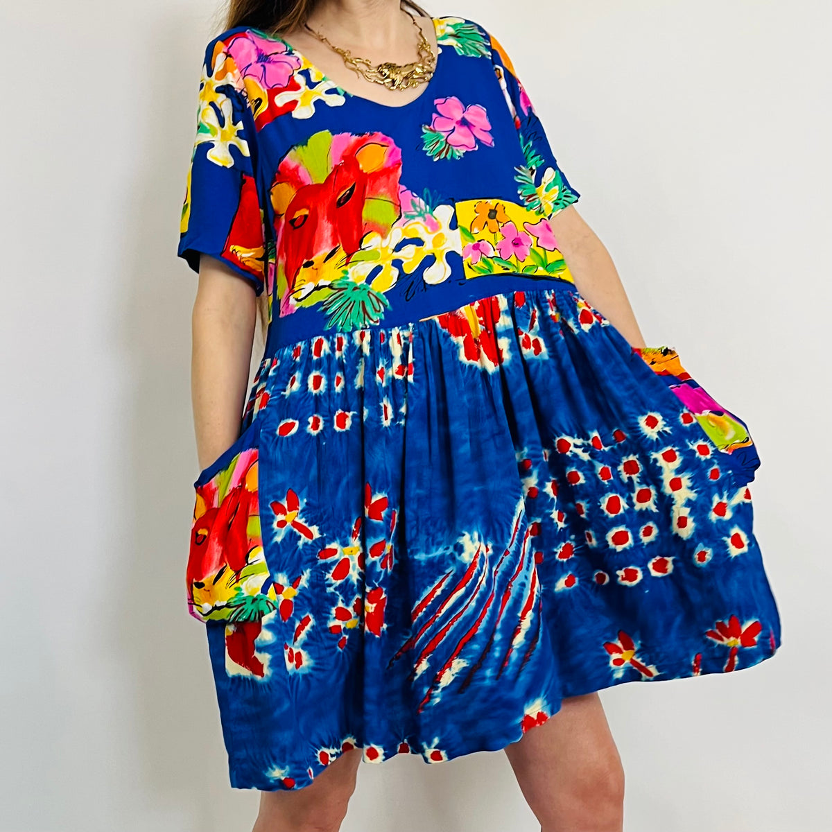 Jams World Lion Print 1990s Sun Dress — vintage 1990s Jams World dress