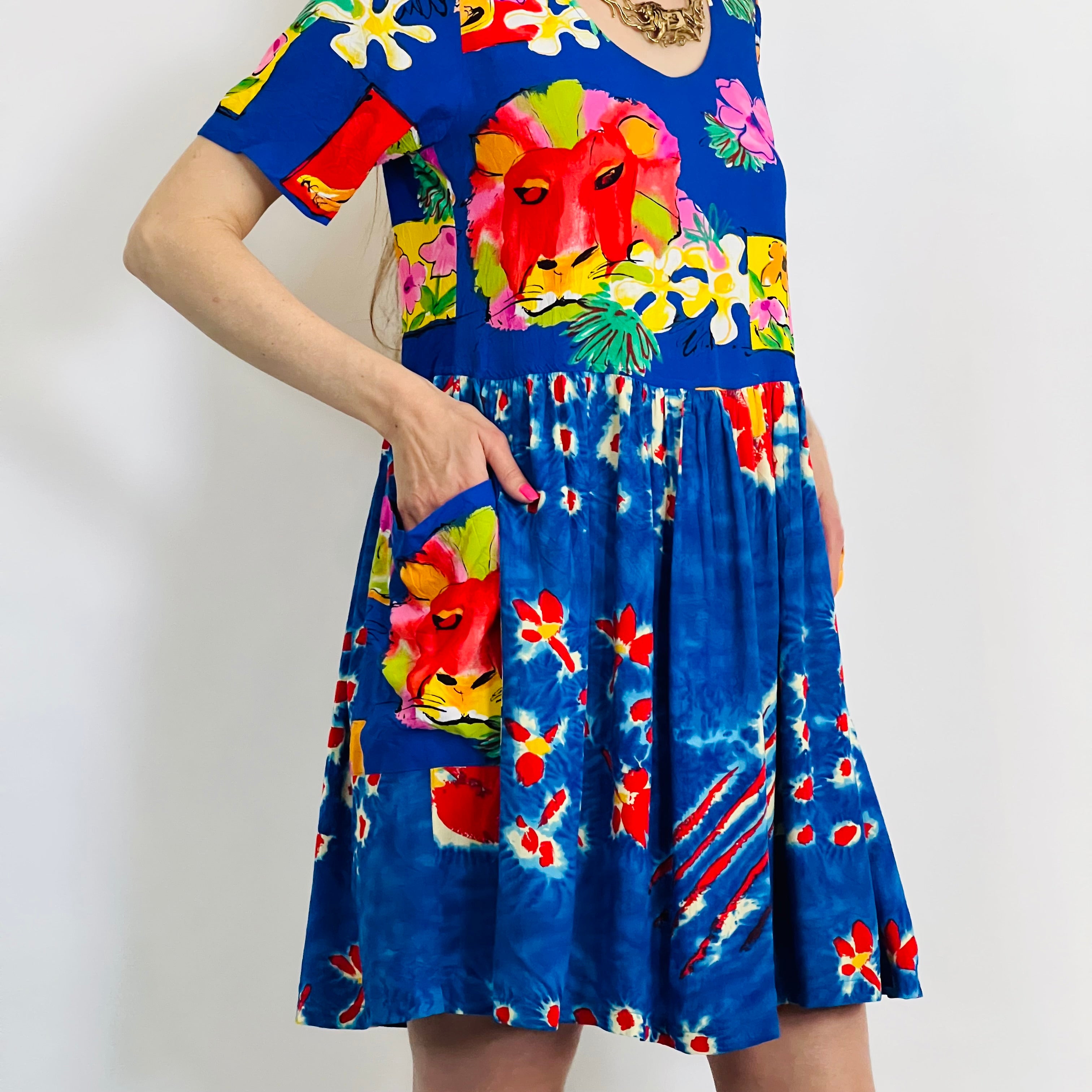 Jams World Lion Print 1990s Sun Dress — vintage 1990s Jams World dress