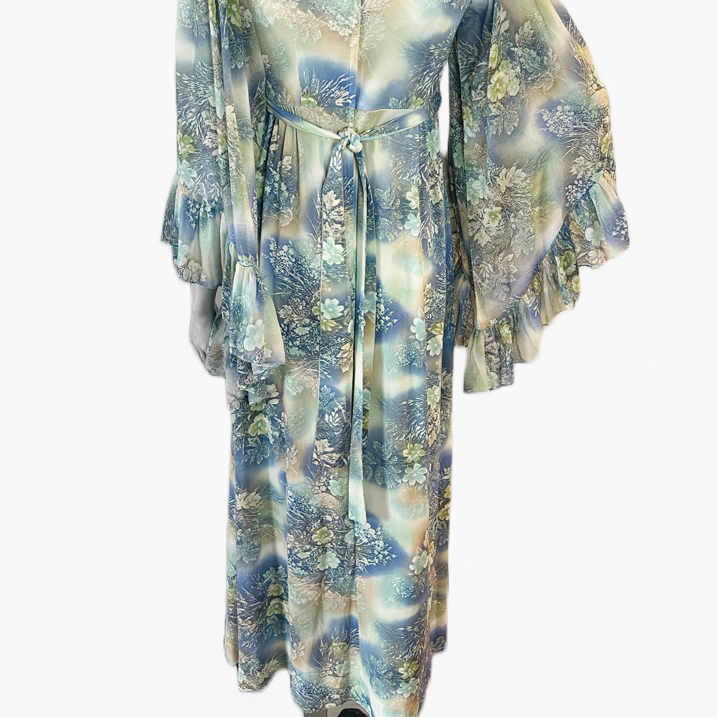 Angel Sleeve 1970s Ethereal Romance Maxi Dress — vintage 1970s dress