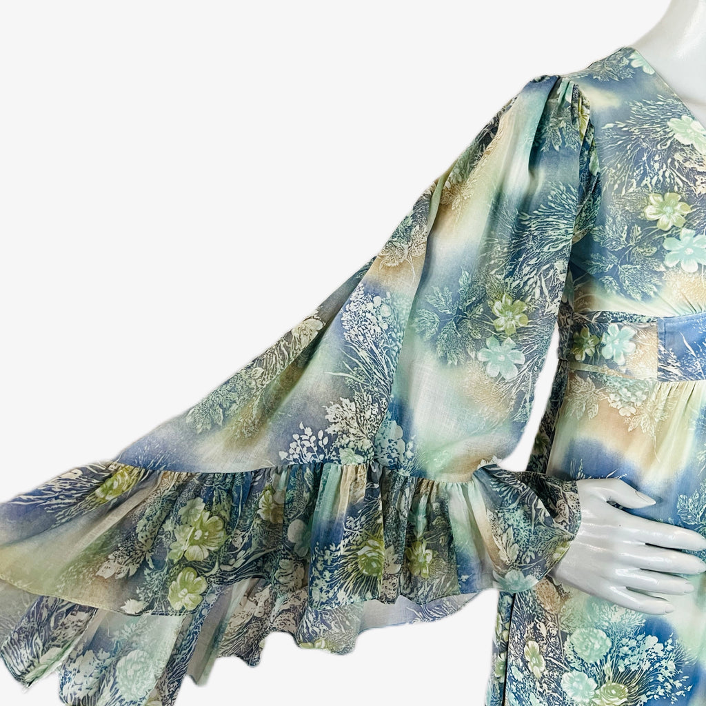 Angel Sleeve 1970s Ethereal Romance Maxi Dress — vintage 1970s dress