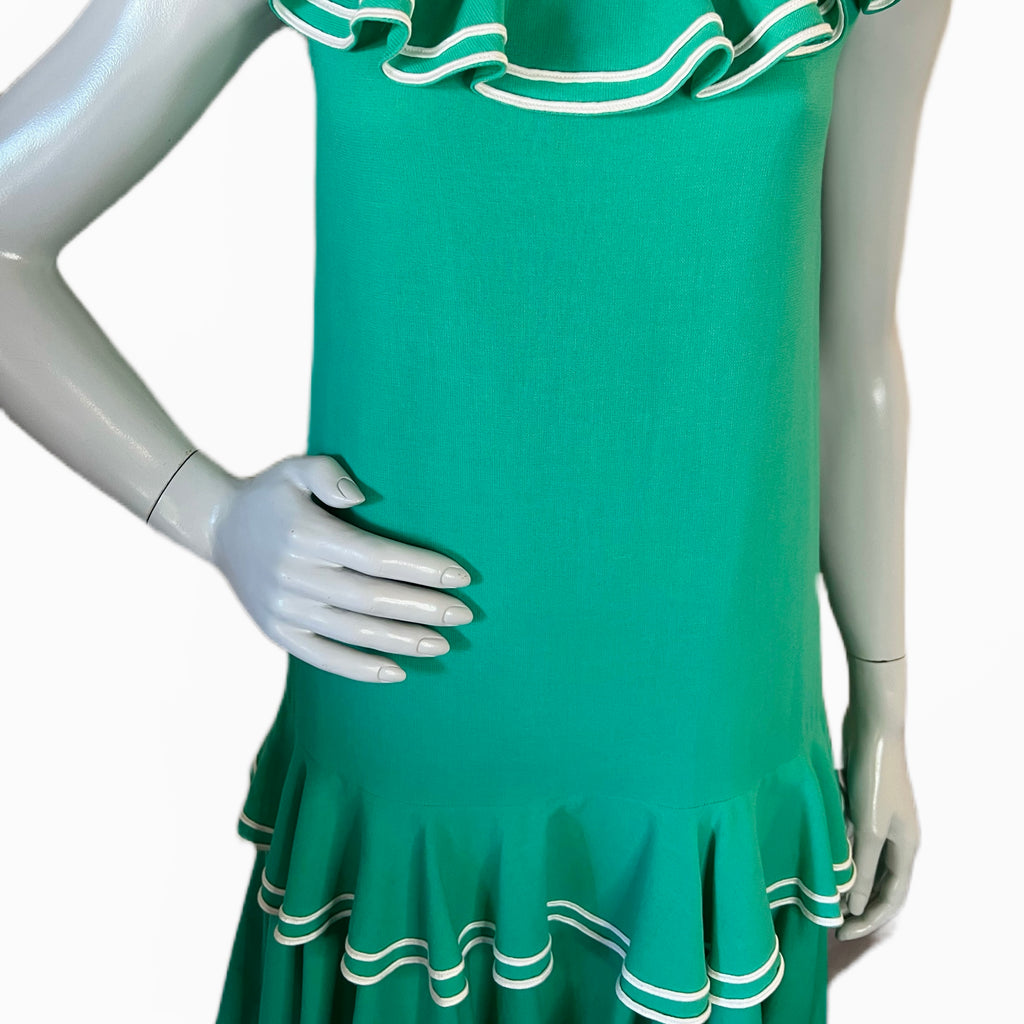 Christian Dior Green & White 80s Ready to Wear Dress — vintage 1980s Christian Dior dress in white, green