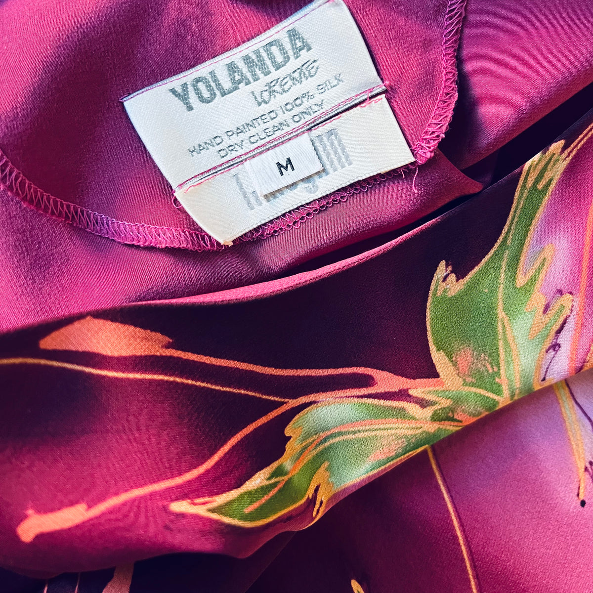 Yolanda Lorente for Imagnin Hand Painted Silk Dress — vintage Yolanda Lorente dress in multicolour