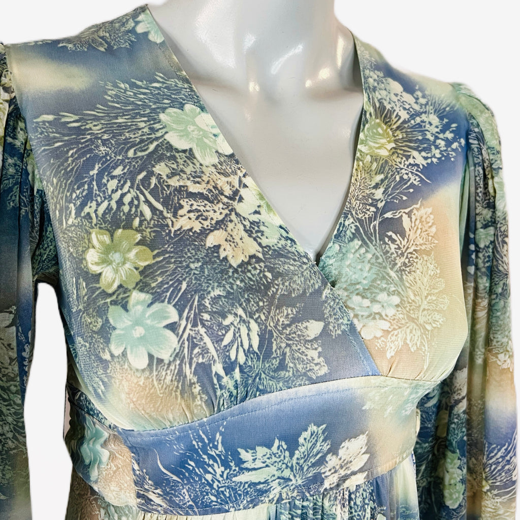 Angel Sleeve 1970s Ethereal Romance Maxi Dress — vintage 1970s dress
