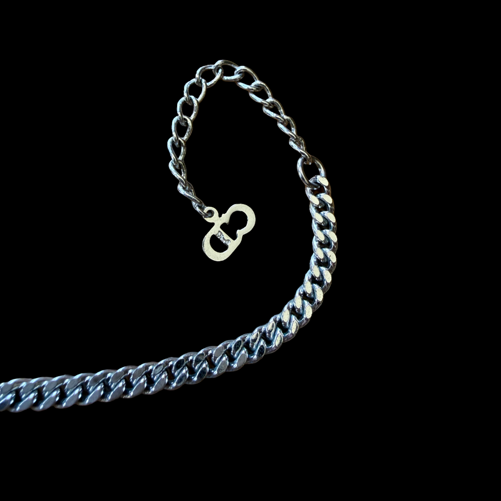 Christian Dior Silver Lock and Key Charm Chain Bracelet Galliano — vintage 2000s Christian Dior jewellery in silver
