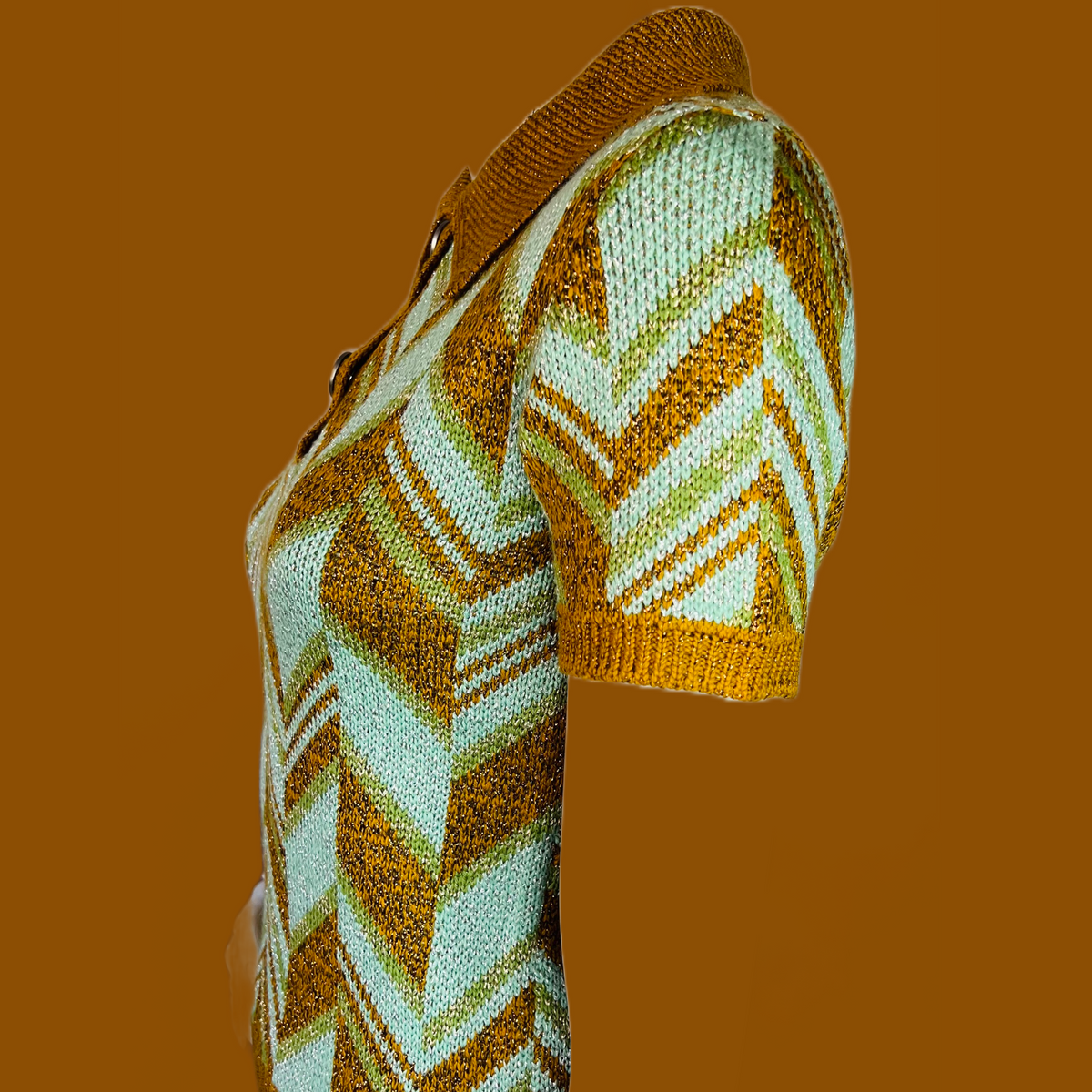 Miu Miu 2014 Metallic Knit Chevron Sweater — vintage Miu Miu knit