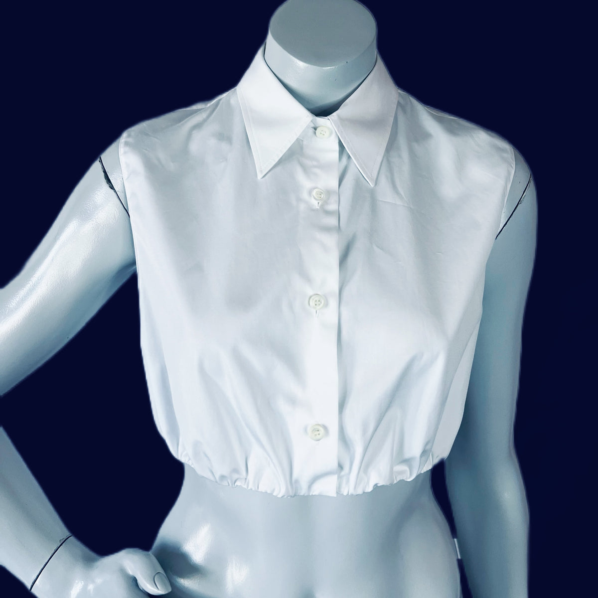 Prada Poplin Ruffled Cropped Blouse New w Tags — vintage Prada top
