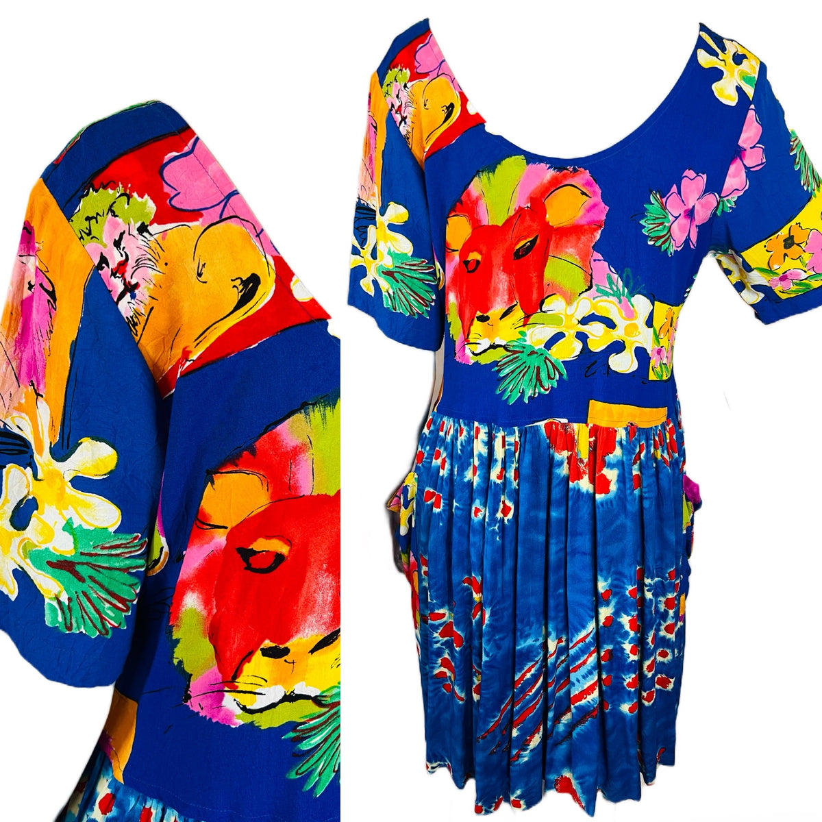 Jams World Lion Print 1990s Sun Dress — vintage 1990s Jams World dress