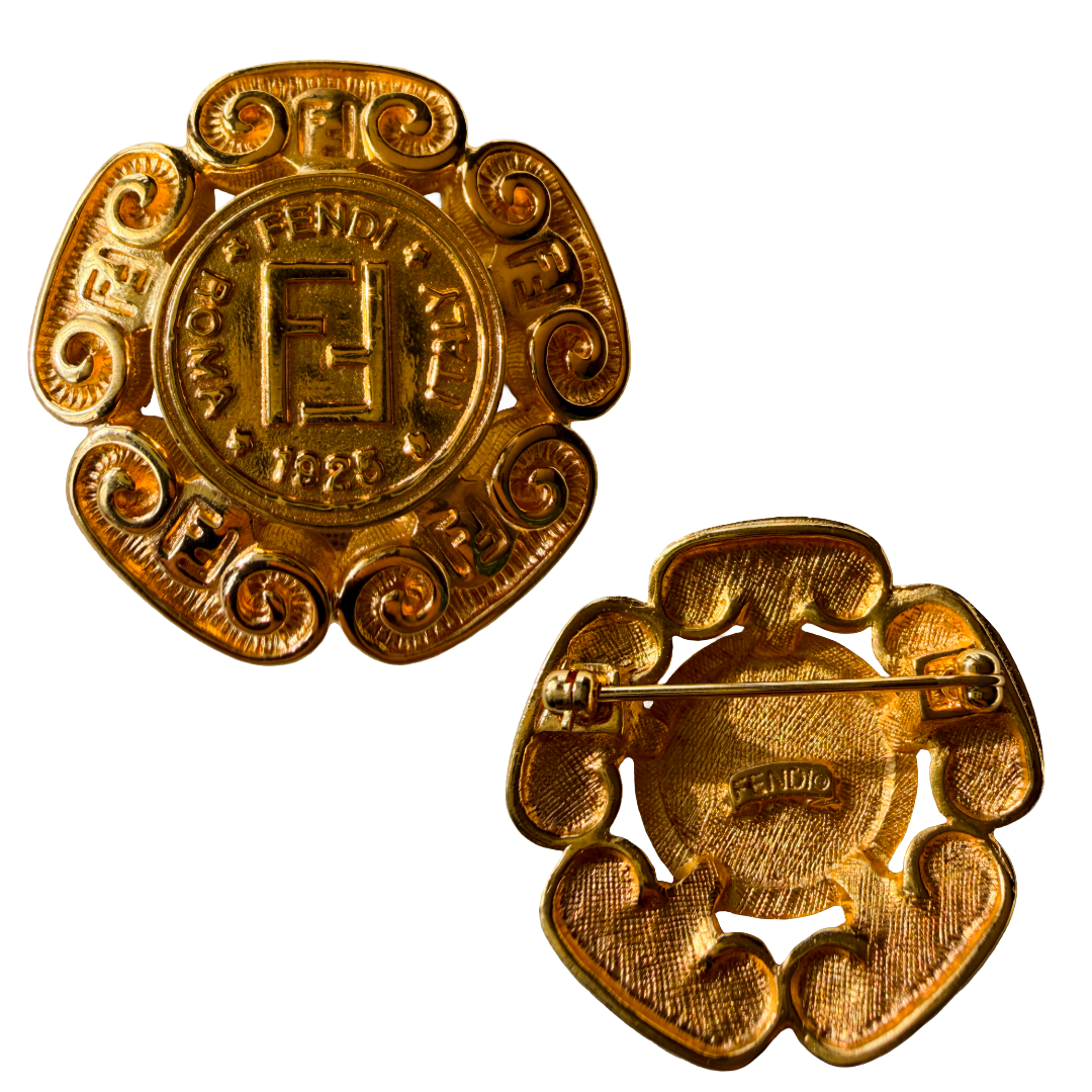 Vintage Fendi brooch from Empress Vintage in San Francisco. Made in Italy.