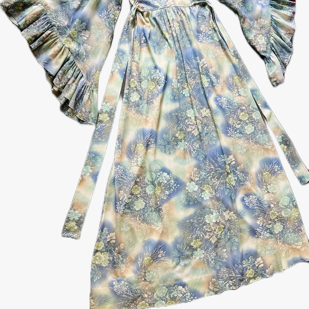 Angel Sleeve 1970s Ethereal Romance Maxi Dress — vintage 1970s dress