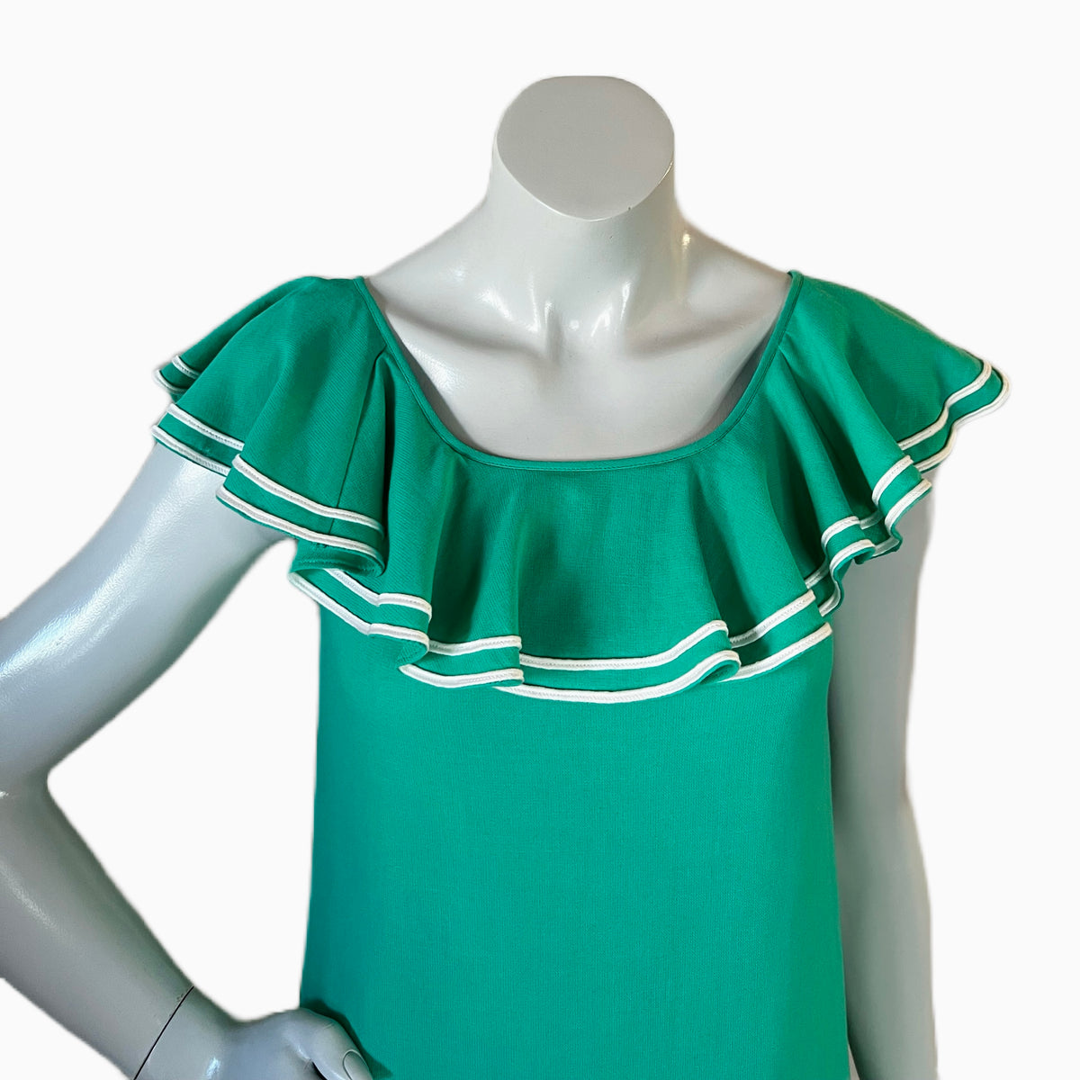 Christian Dior Green & White 80s Ready to Wear Dress — vintage 1980s Christian Dior dress in white, green