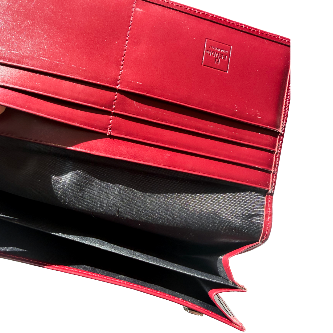 Fendi Red Zucca Long Wallet — vintage Fendi bag in red