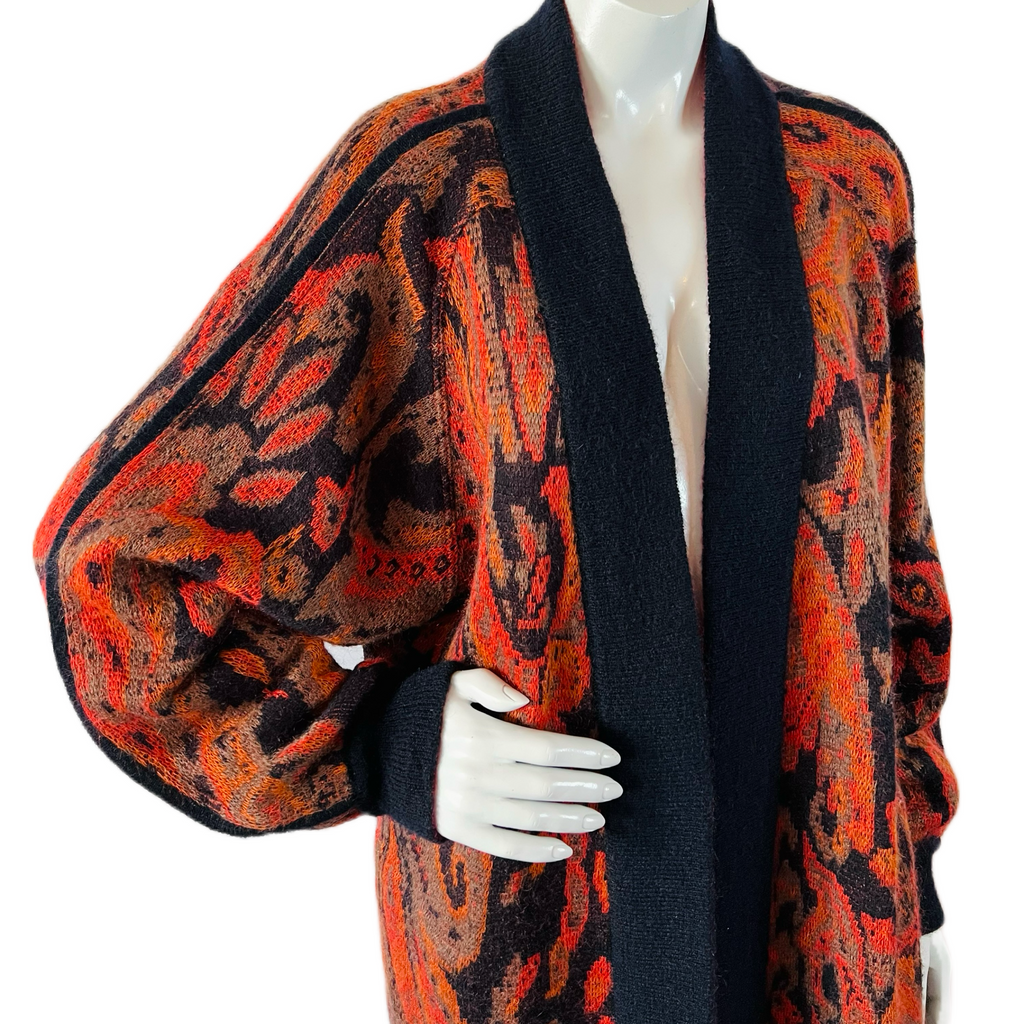 Escada Cardigan Mohair Knit Sweater w Pockets — vintage Escada knit in black