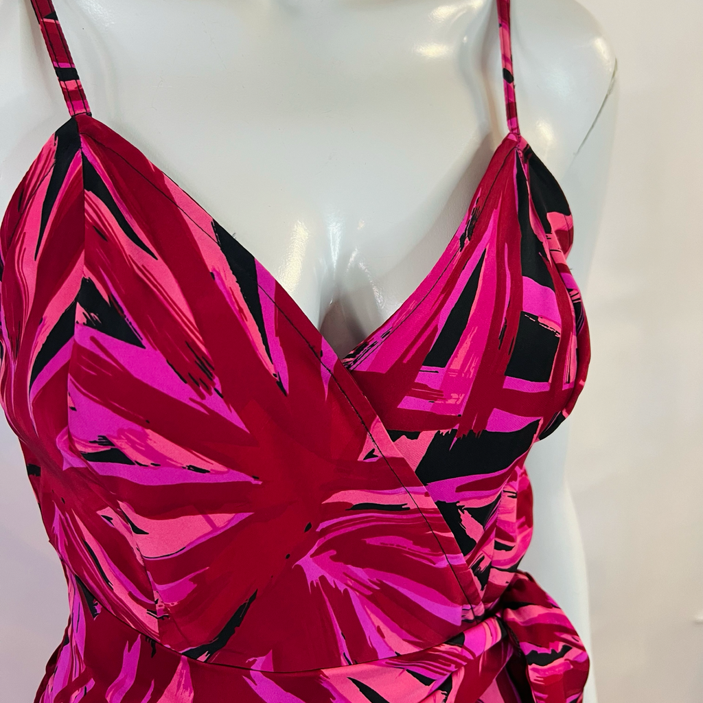 Betsey Johnson 1990s Magenta Raspberry Silk Dress — vintage 1990s Betsey Johnson dress in pink