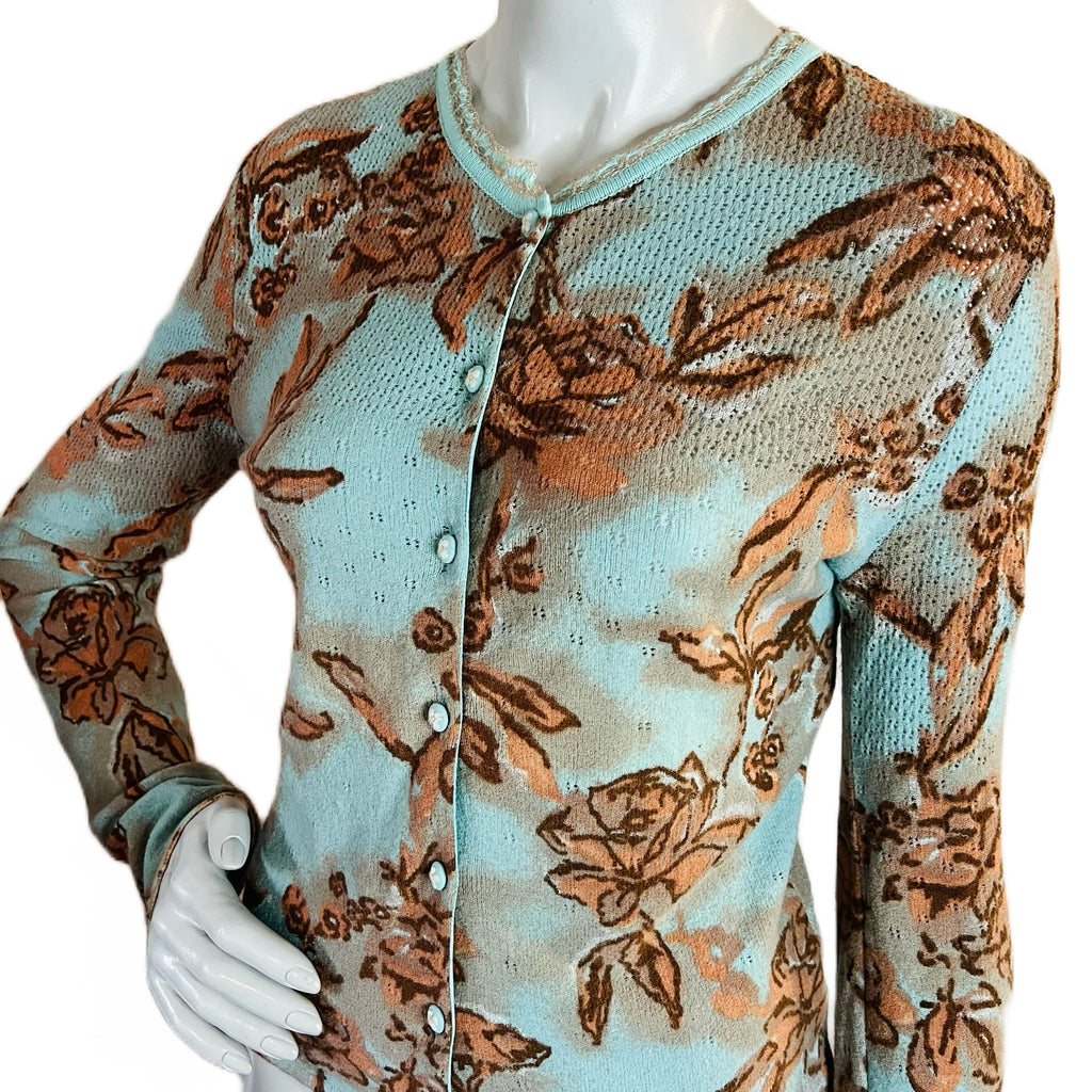 Blumarine Rose Knit 90s Cardigan — vintage 1990s Blumarine top in pink