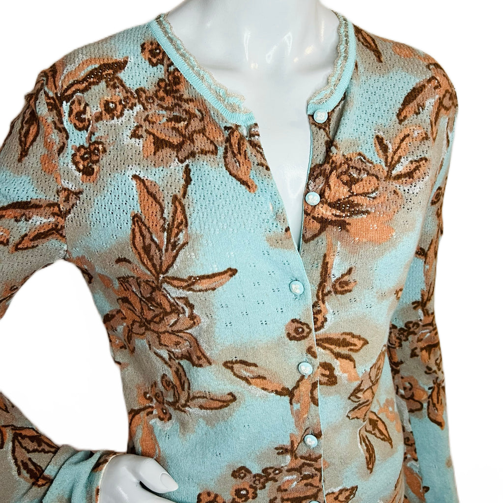 Blumarine Rose Knit 90s Cardigan — vintage 1990s Blumarine top in pink