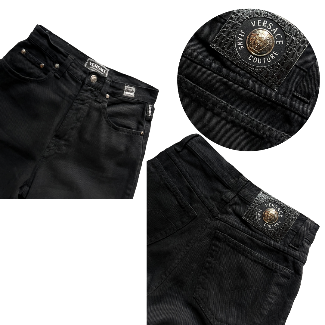 Versace Jeans Couture 90s Black Jeans — vintage 1990s Versace bottoms in black