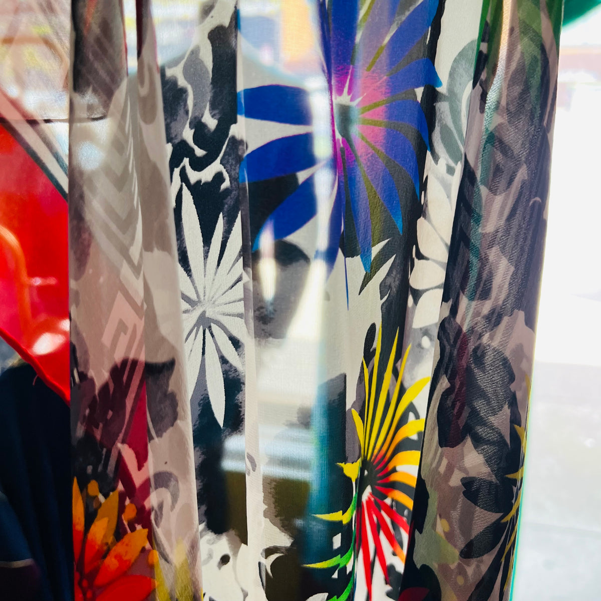 Atelier Versace 90s Large Rainbow Silk Scarf — vintage 1990s Versace scarf in multicolour