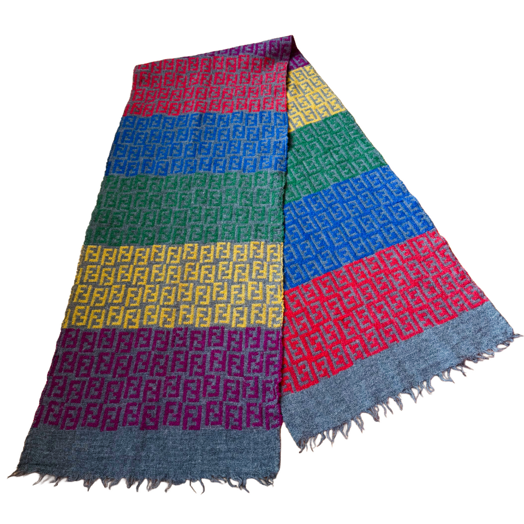 Fendi Rare Rainbow Wool Scarf — vintage Fendi scarf in multicolour